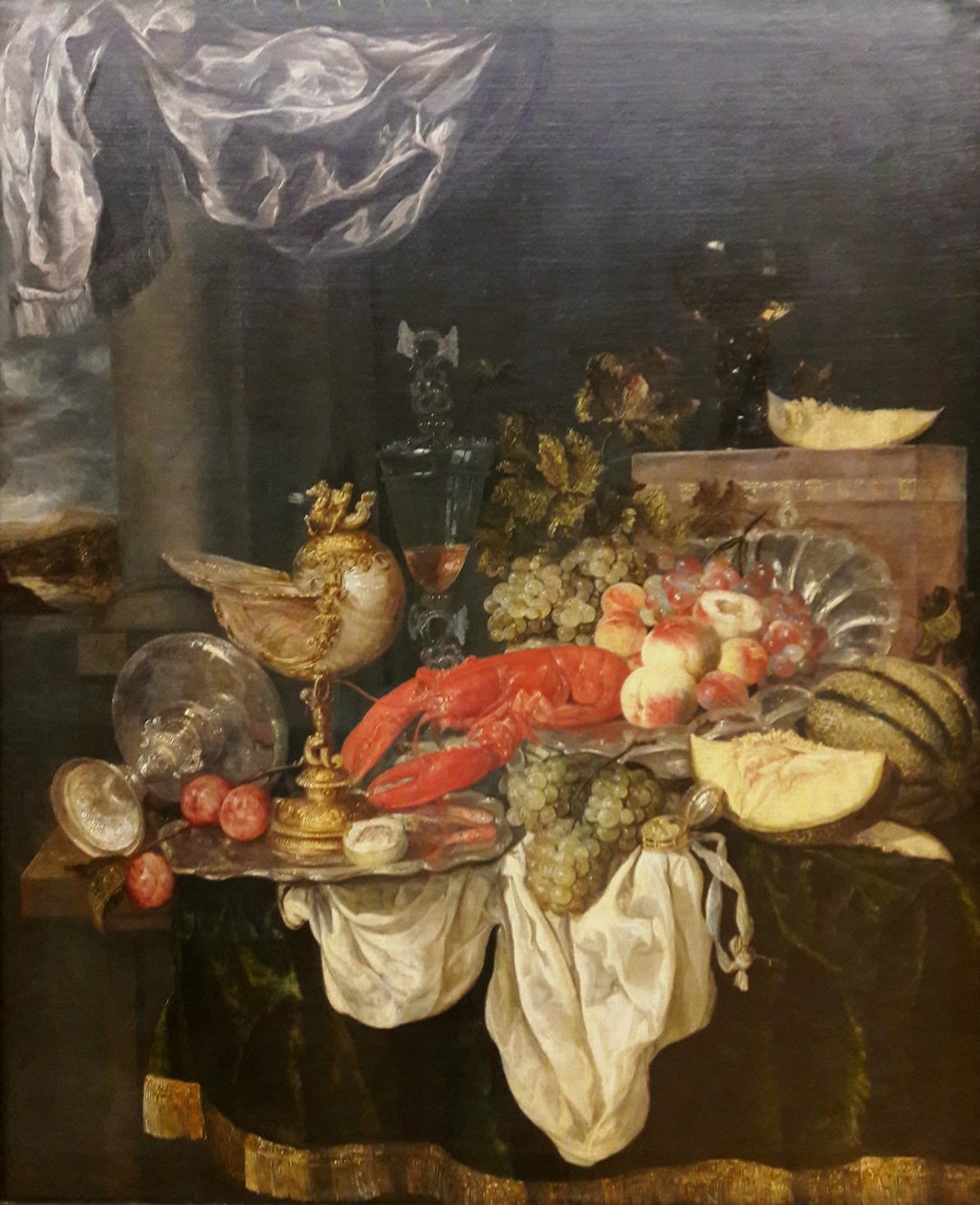 Istakoz ile büyük natürmort by Abraham van Beijeren