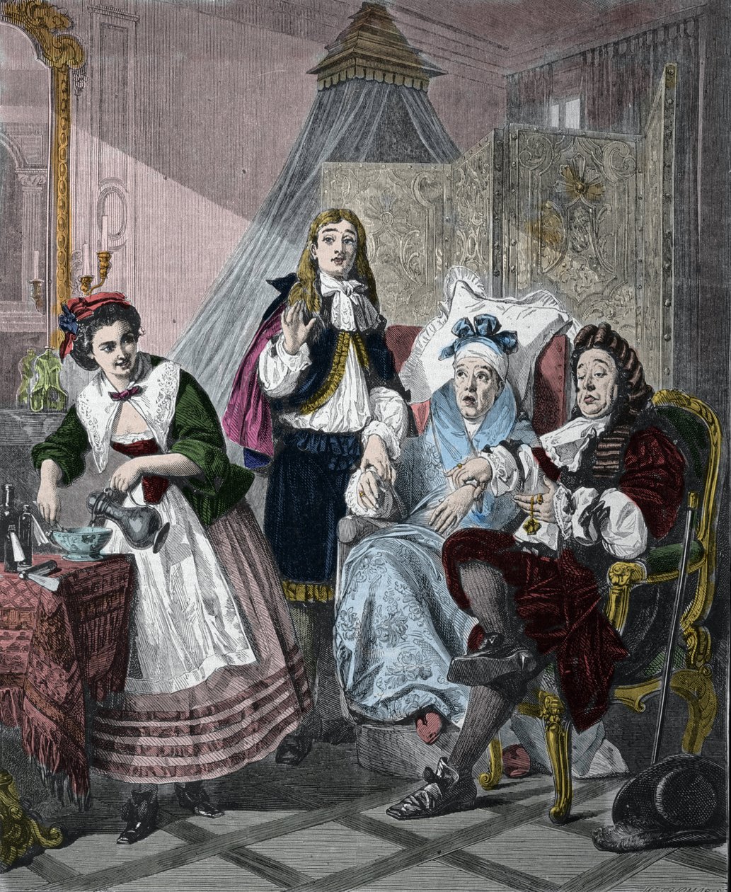 Jean-Baptiste Poquelin tarafından Moliere (1622-1673) adlı "Le Malade imaginaire": sahne 9, perde II. Abraham Solomon
