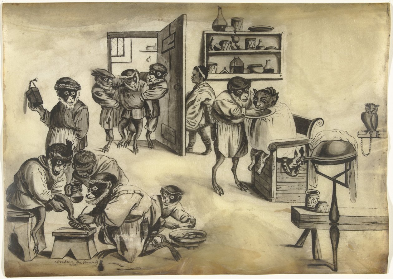 Maymunlu Berber Dükkanı, 1720 dolayları by Abraham Bastiaensz.