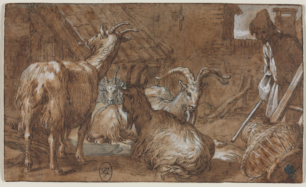 Keçili ve Keçili Bir Ahır by Abraham Bloemaert