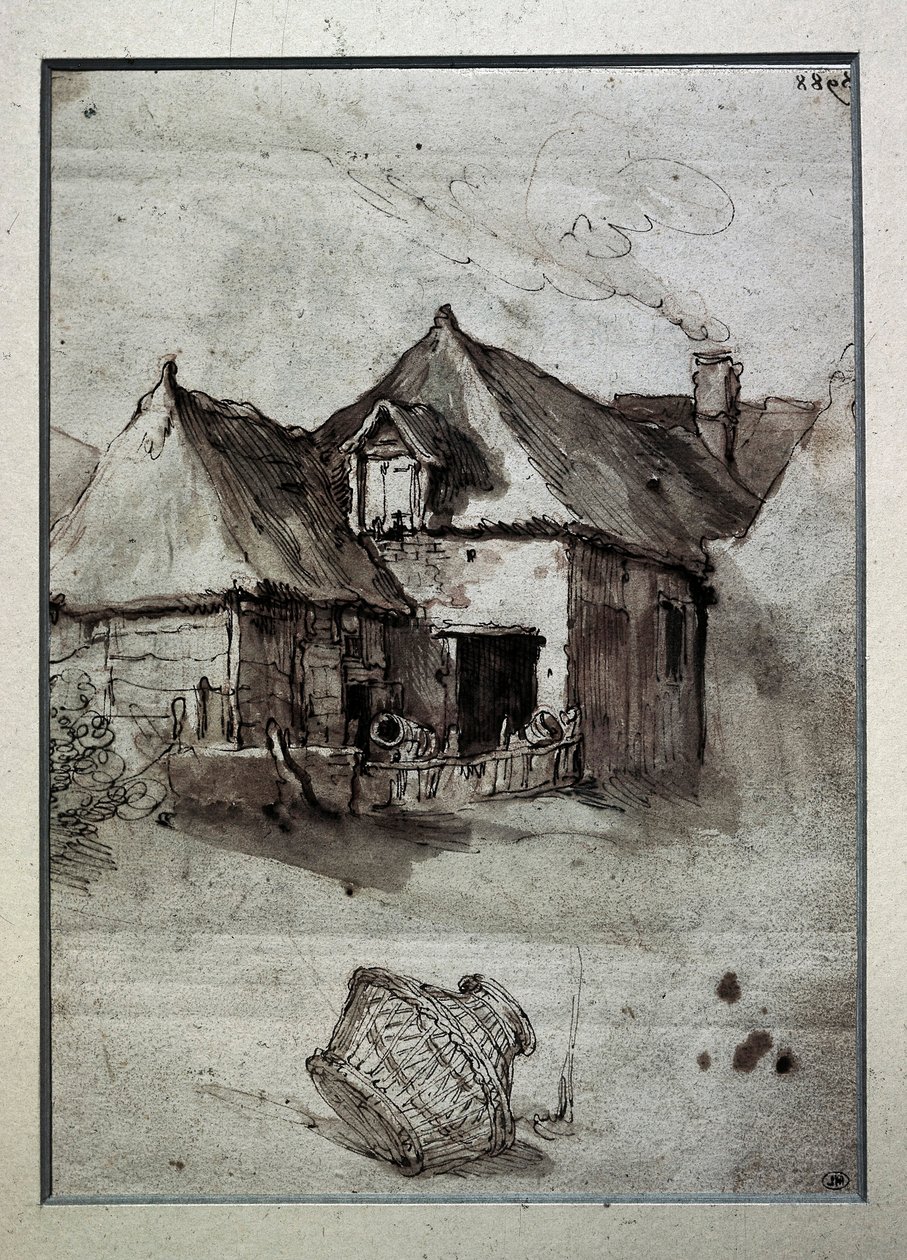 Hasır sepetli kulübe, 16. yüzyılın sonu ile 17. yüzyılın başı (gravür) by Abraham Bloemaert