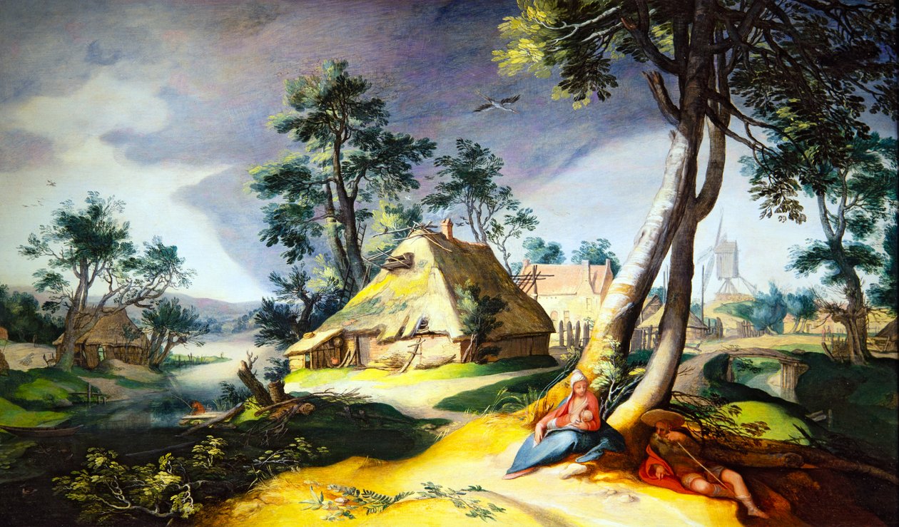 Mısır#39;a Uçuşta Dinlenin (panel (kağıt serildi)) by Abraham Bloemaert