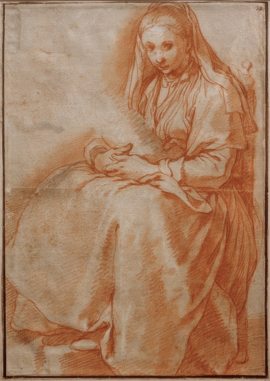 Çocuklu oturan kadın by Abraham Bloemaert
