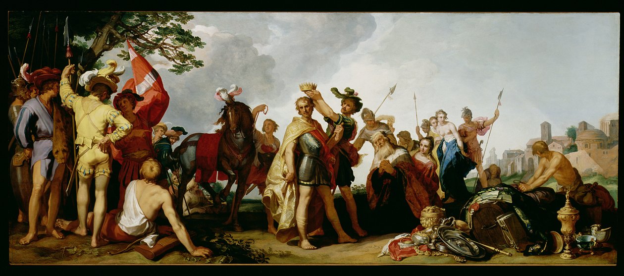 Büyük İskender'in taç giyme töreni (MÖ 356-323) (panel üzerine yağlıboya) by Abraham Bloemaert