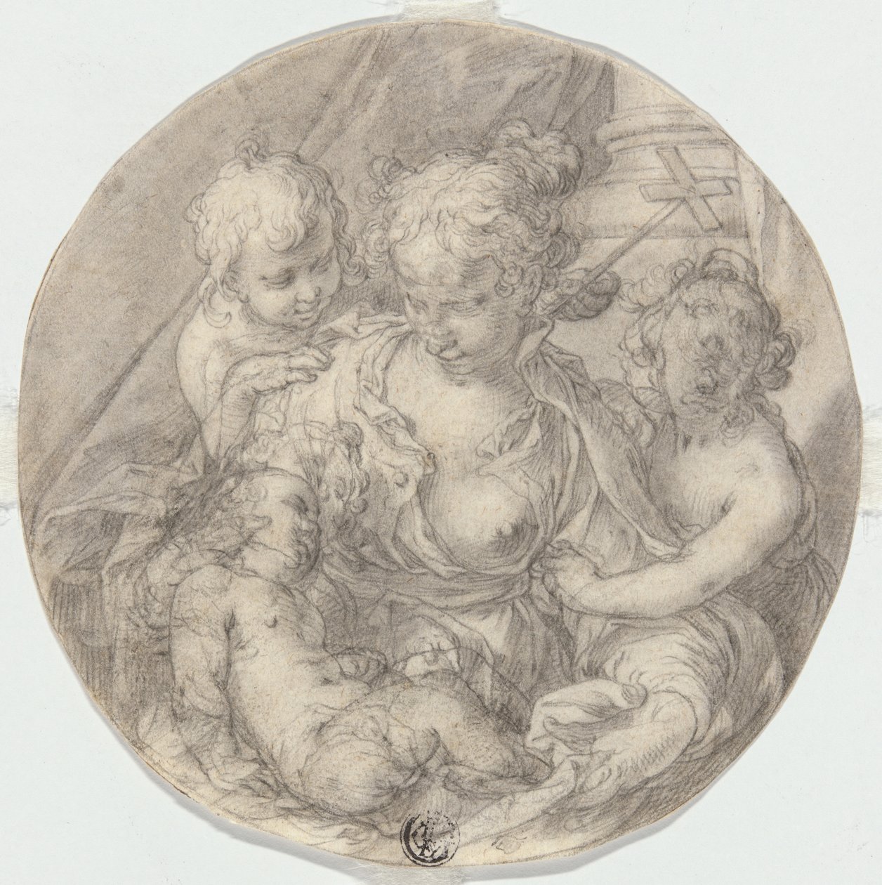 Bebek Mesih Vaftizci Yahya ve başka bir Çocuk (Caritas) ile Madonna by Abraham Bloemaert