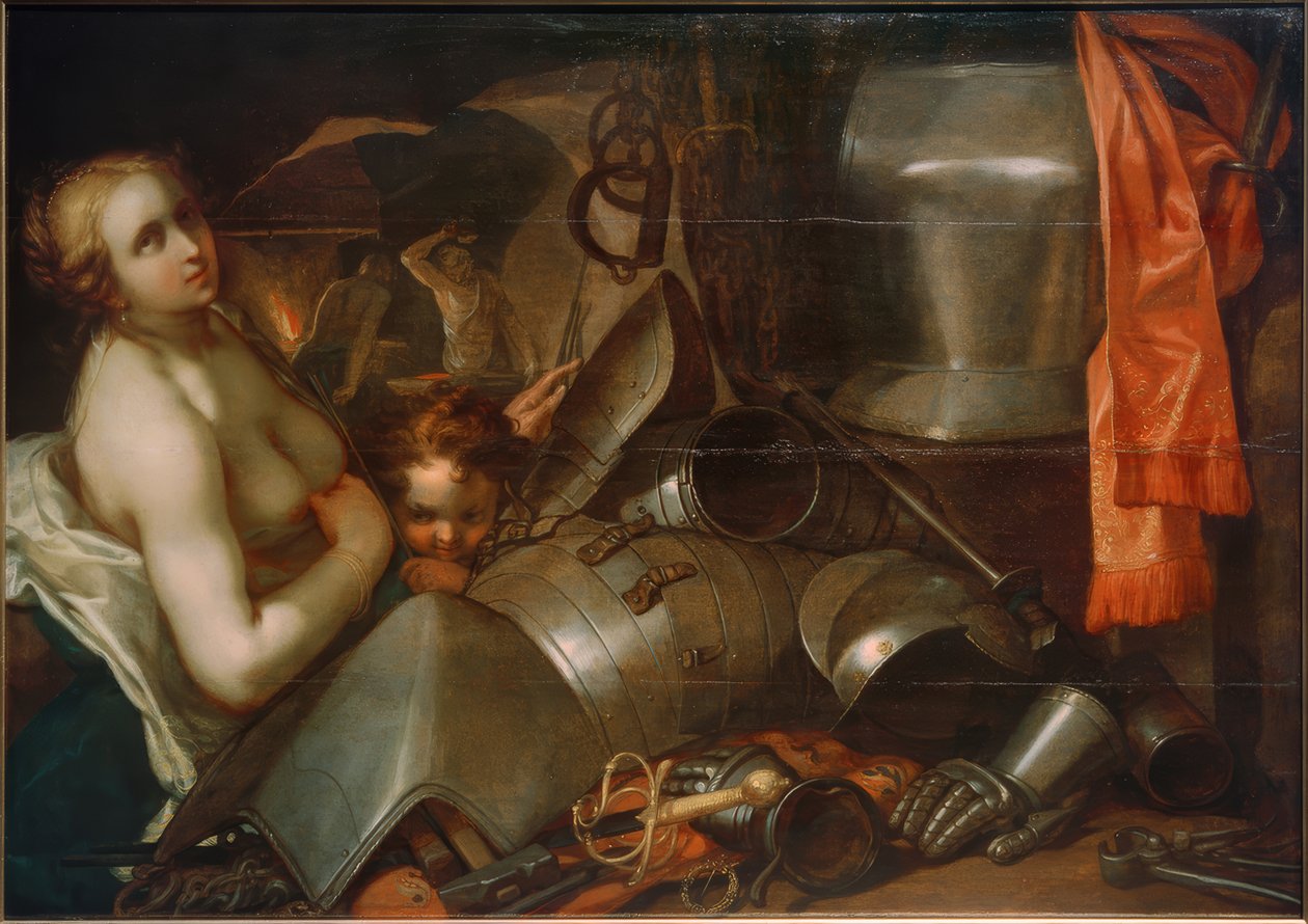 Volkanın demirhanesinde Venüs ve Aşk Tanrısı by Abraham Bloemaert