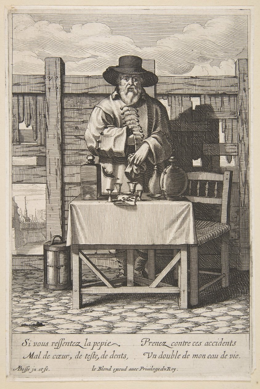 Brandy veya Cure Seller, 17. yüzyılın ortalarından sonlarına kadar. by Abraham Bosse