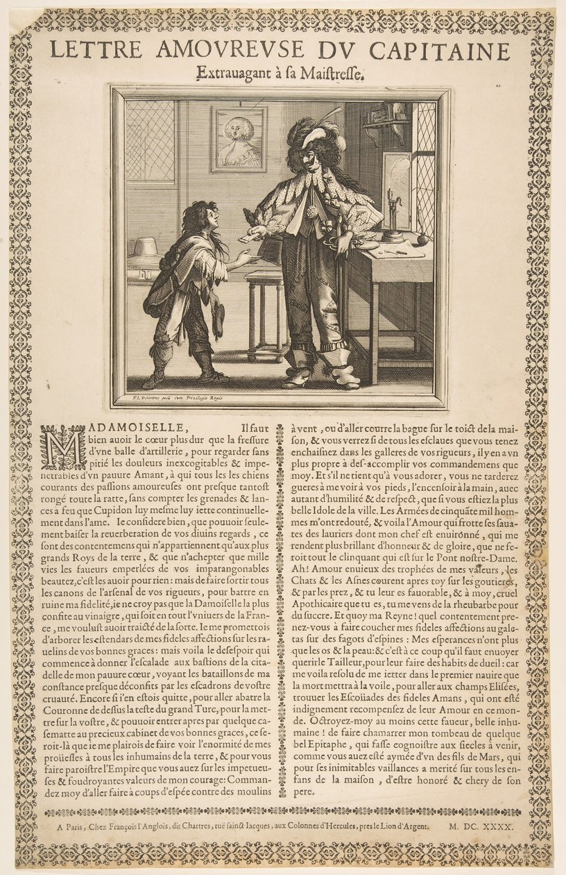 Kaptanın Aşk Mektubu, yak. 1636. by Abraham Bosse