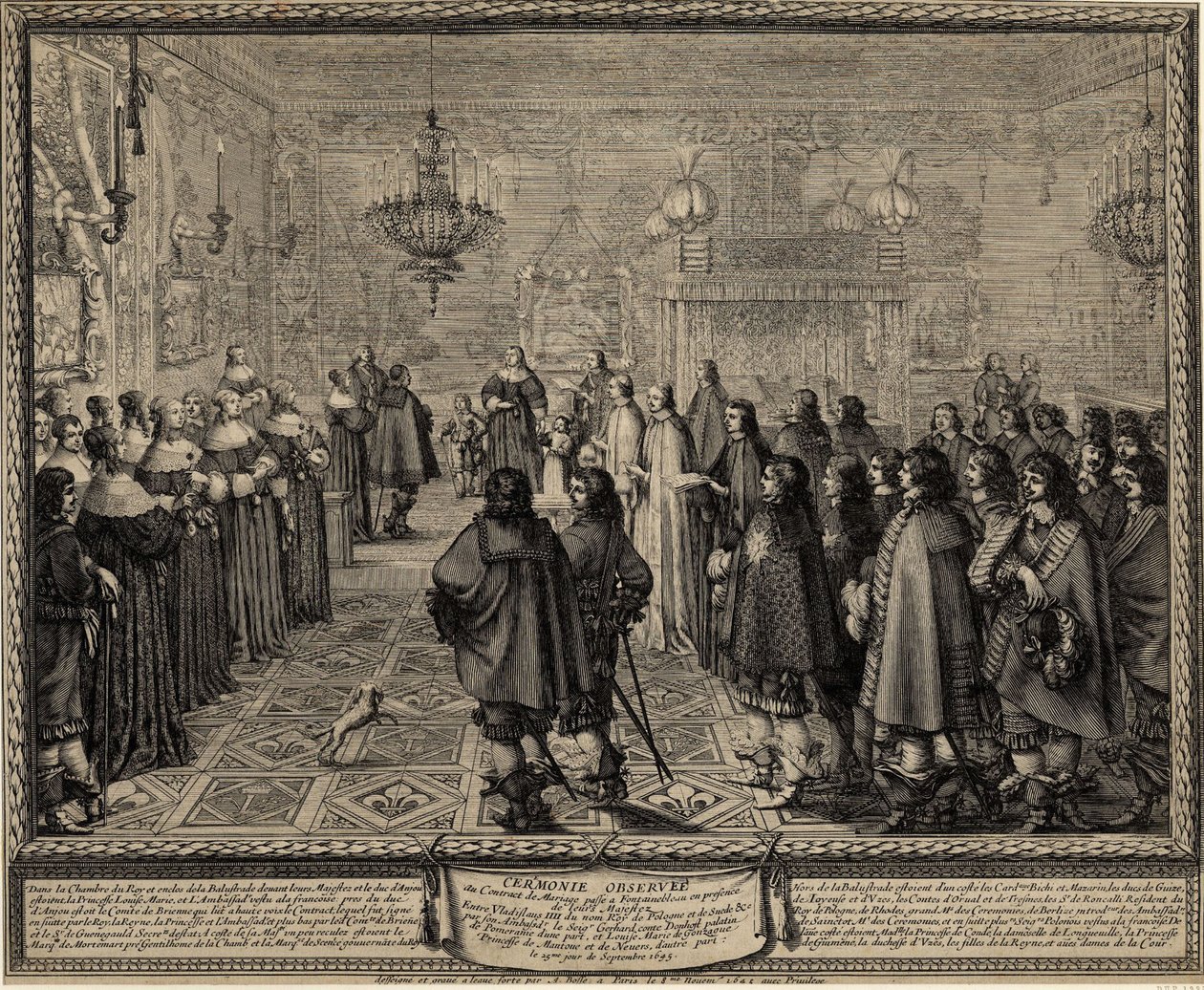 Polonya Kralı IV. Wladyslaw ile Marie Louise Gonzaga arasındaki Evlilik Sözleşmesinin Töreni. by Abraham Bosse