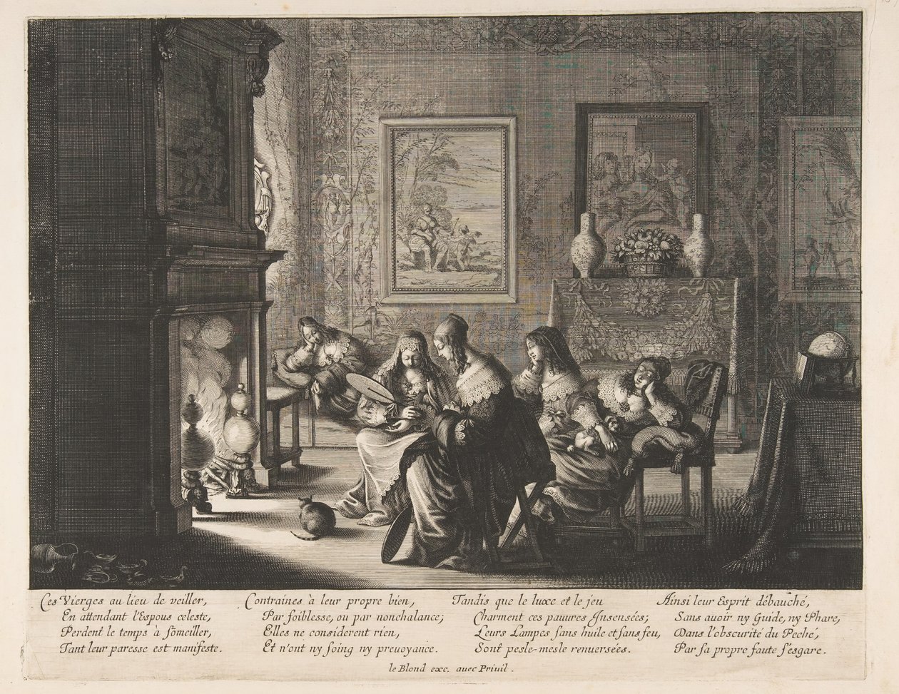 Uyuyan Aptal Bakireler, yak. 1635. by Abraham Bosse