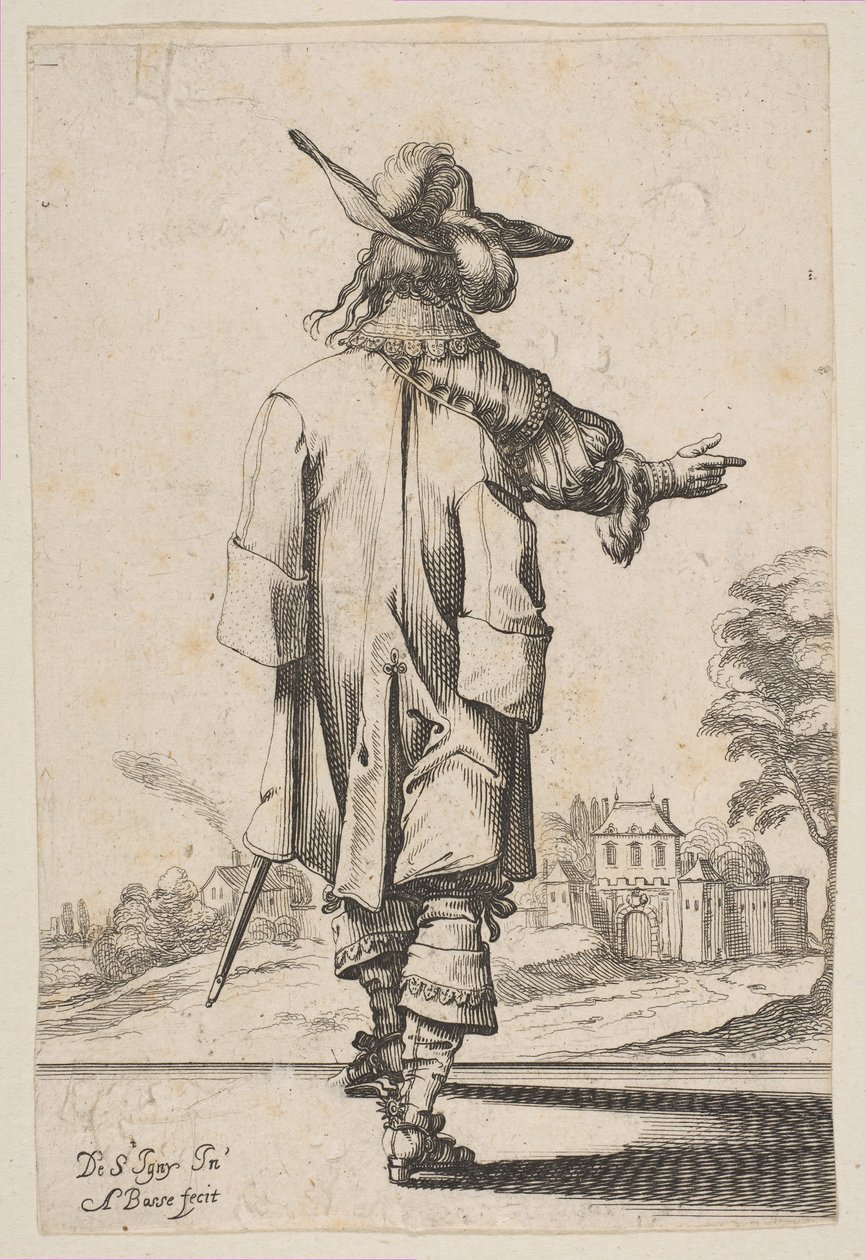 Bir Şatoyu İşaret Eden Arkadan Görülen Bey, 1629. by Abraham Bosse