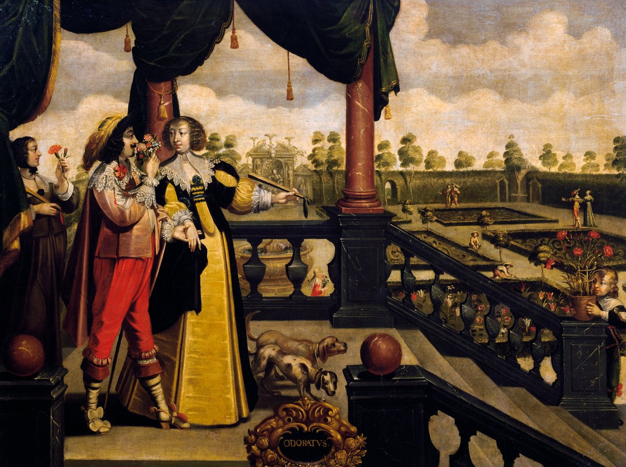 Koku duyusu, ca 1635, Abraham Bosse (1604-1676), bilinmeyen sanatçı, Fransa tarafından 5 serisinden boyamadan sonra by Abraham Bosse