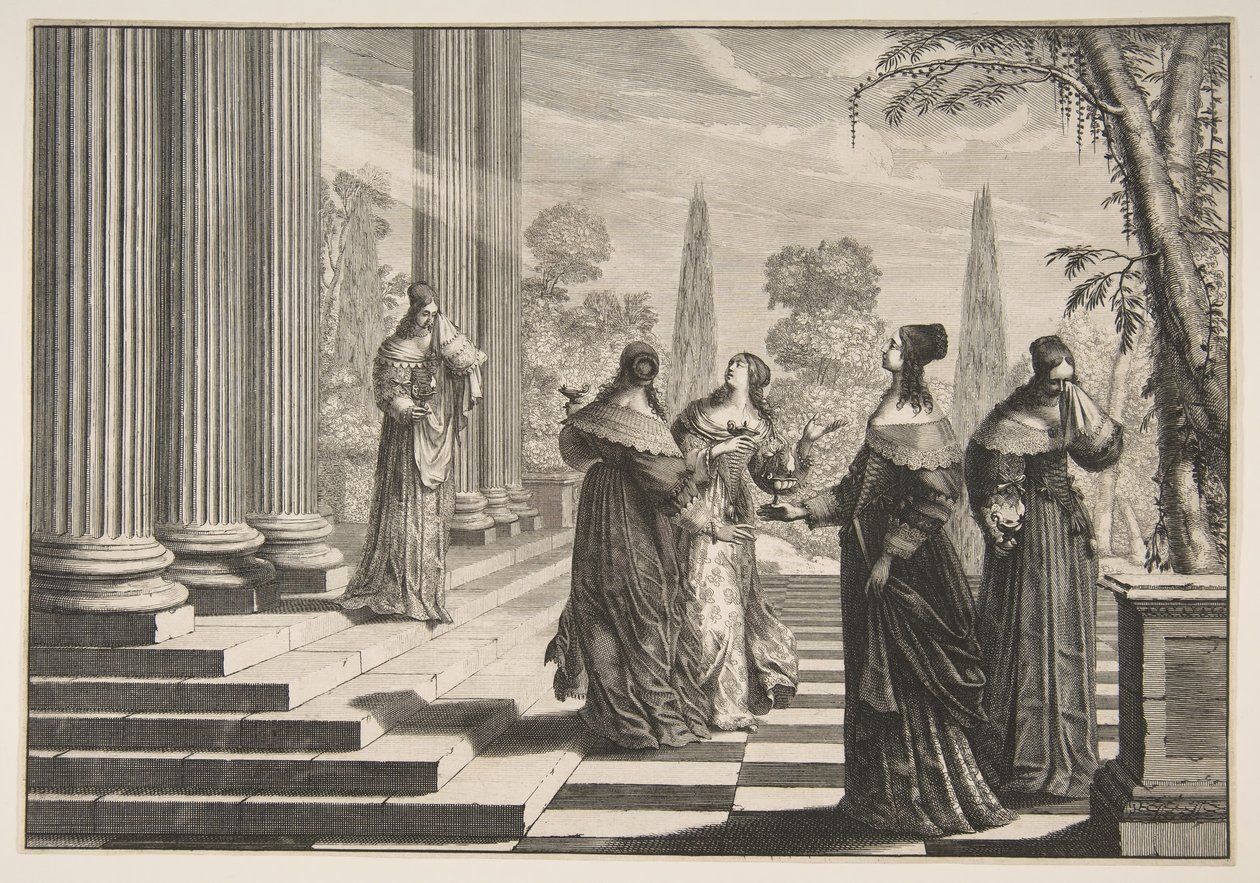 Aptal Bakireler Reddedildi, ca. 1635. by Abraham Bosse