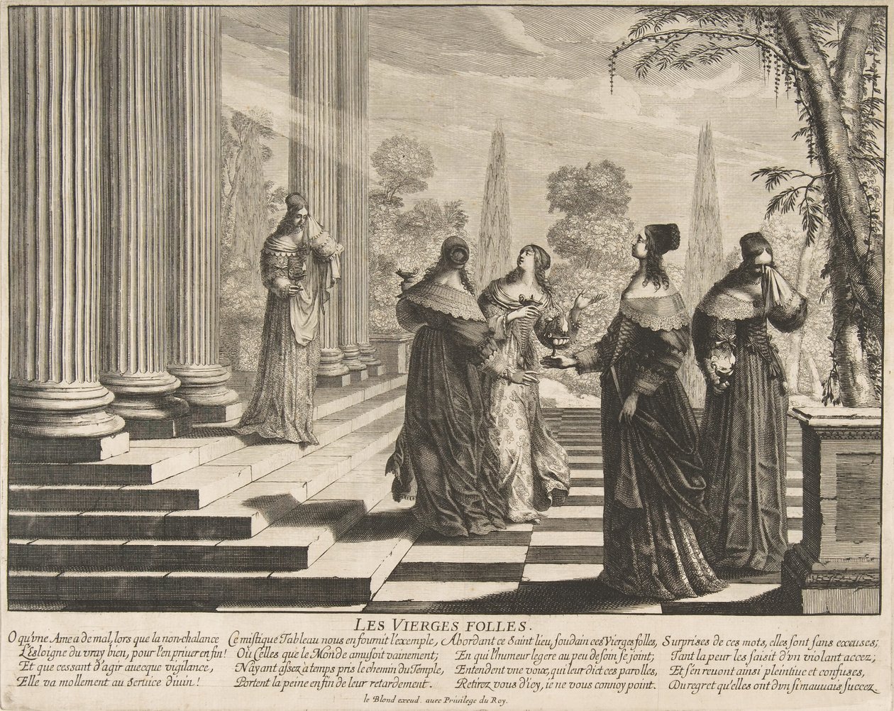 Aptal Bakireler Reddedildi, ca. 1635. by Abraham Bosse