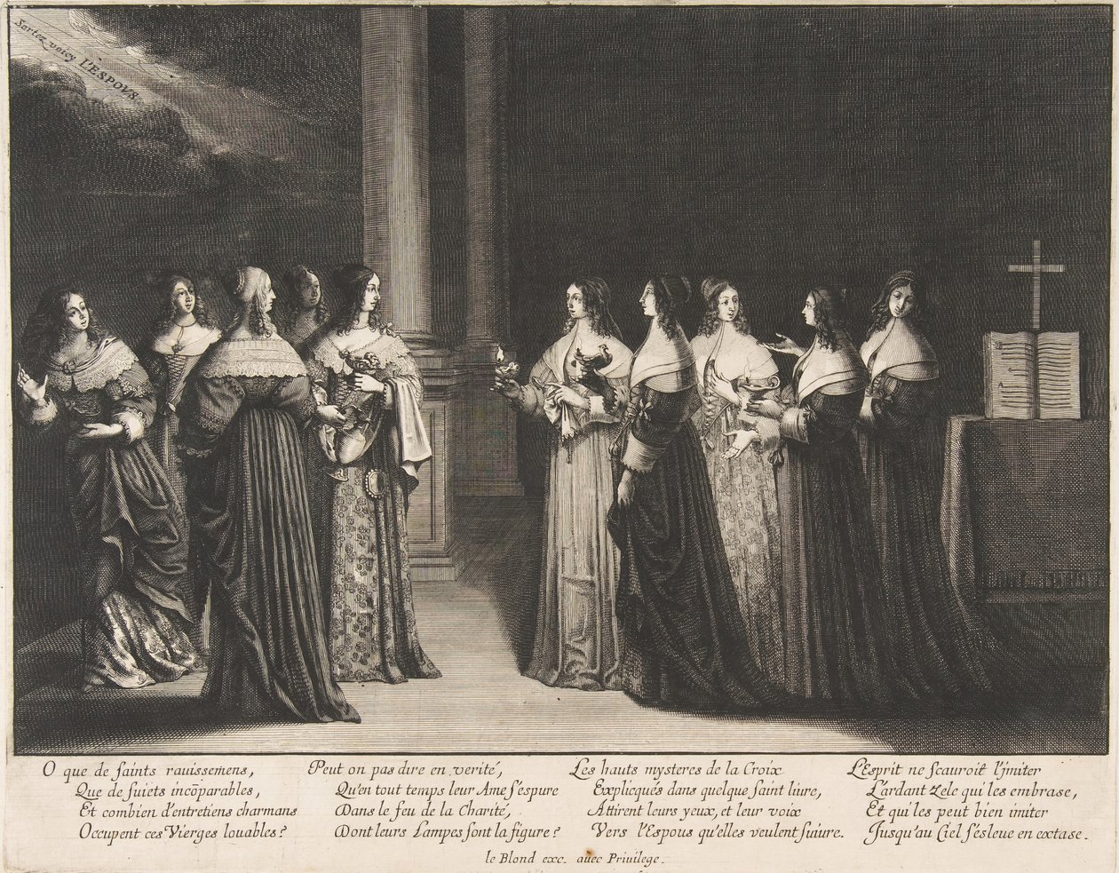 Bilge Bakireler, Petrolü Budala Bakirelere Reddederler, yakl. 1635. by Abraham Bosse