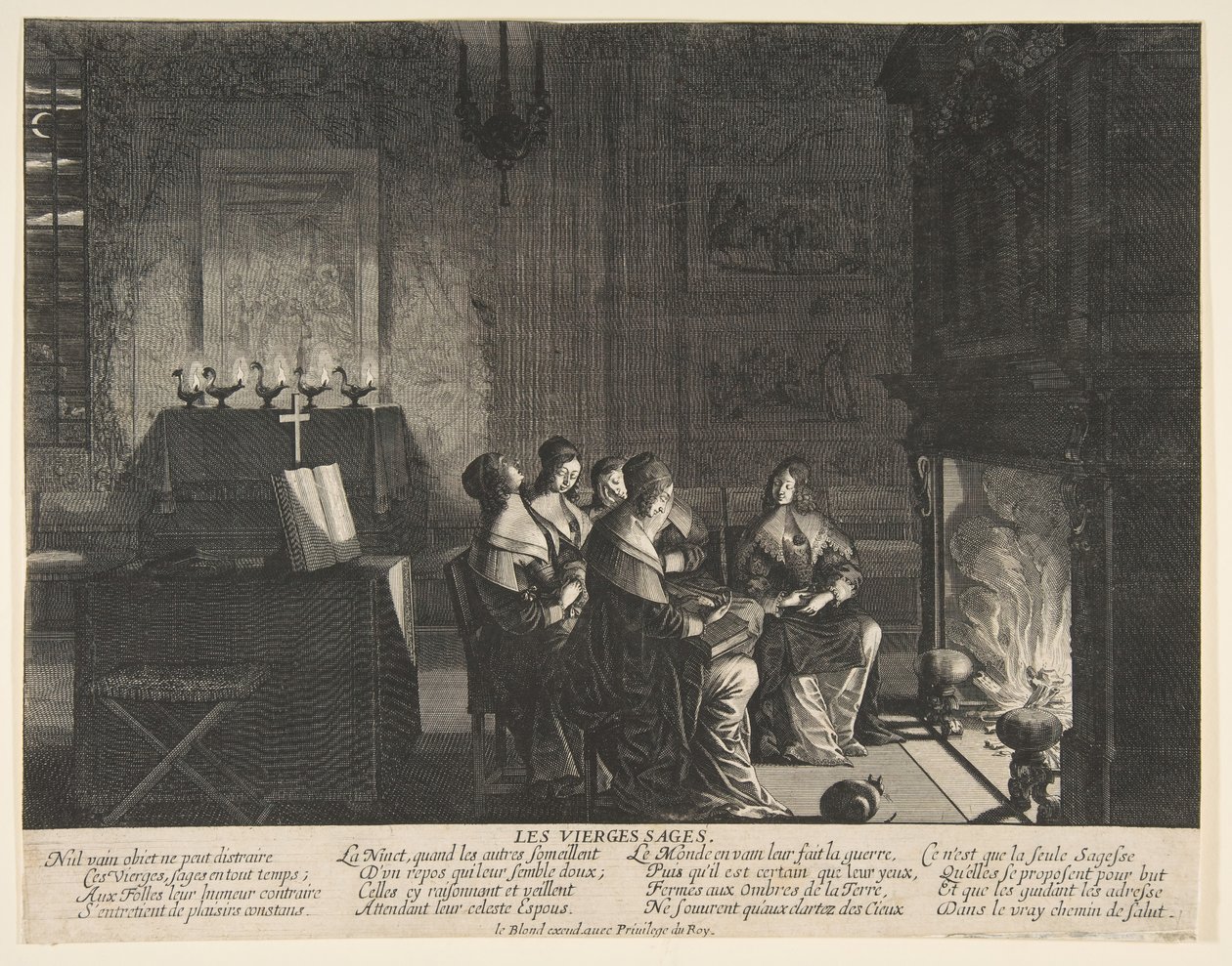 Kocasının Gelişini Beklerken Dinlenen Bilge Bakireler, ca. 1635. by Abraham Bosse