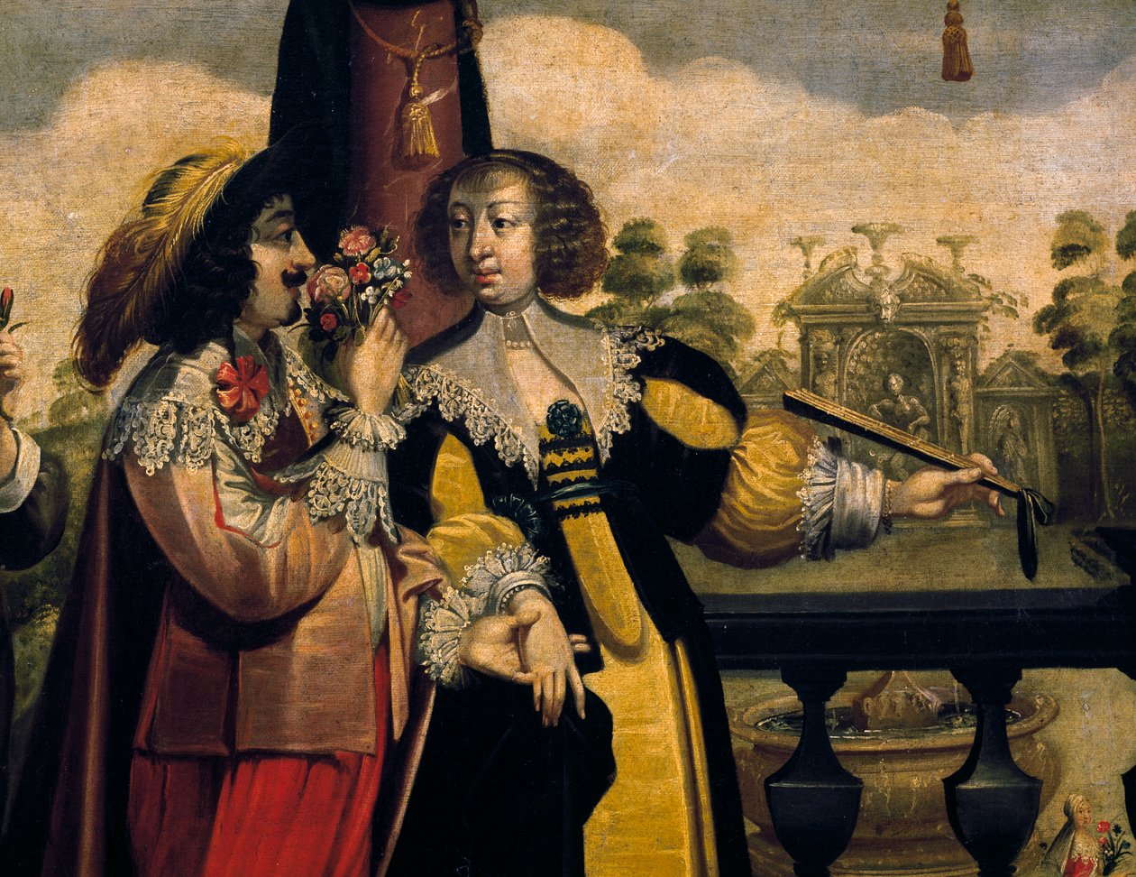 Koku duyusu, yaklaşık 1635, Abraham Bosse (1604-1676), bilinmeyen bir sanatçının 5 serisinden bir tablodan sonra, detay. Fransa by Abraham Bosse