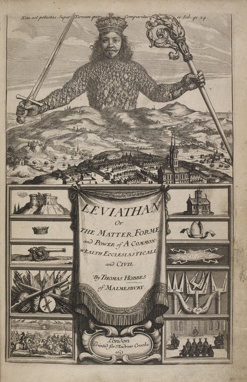 Thomas Hobbes'un 'Leviathan veya The Matter, Forme, & Power of a Common-Wealth Dini ve Medeni' kitabının Başlık Sayfası by Abraham Bosse