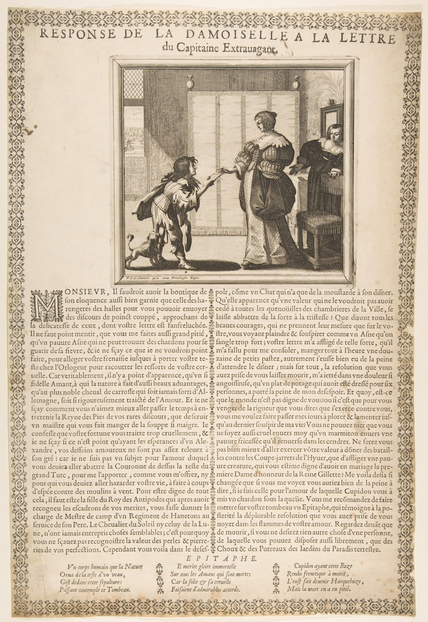 Genç Hanımın Kaptanın Mektubuna Cevabı, yakl. 1636. by Abraham Bosse