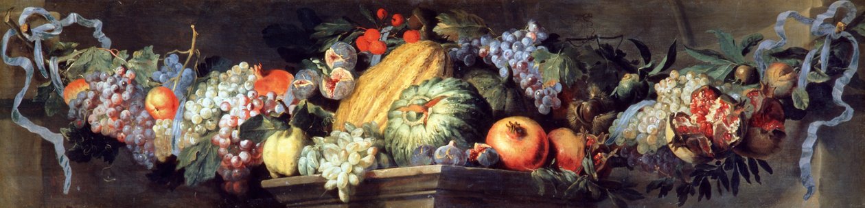 Meyve ve çiçek şöleni (tuval üzerine yağlı boya) by Abraham Brueghel