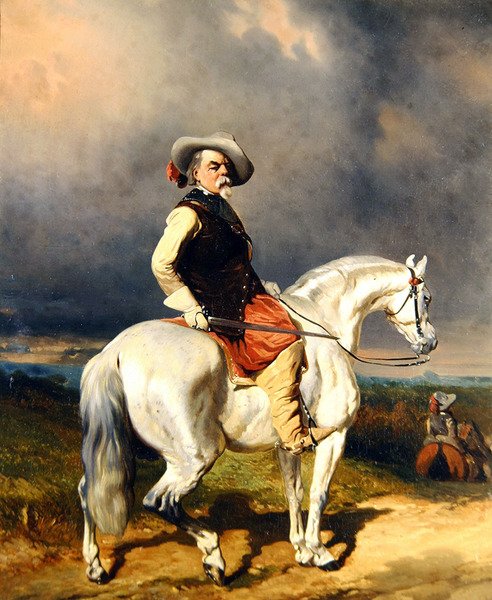 Beyaz Atlı Süvari (tuval üzerine yağlı boya) by Abraham Cooper