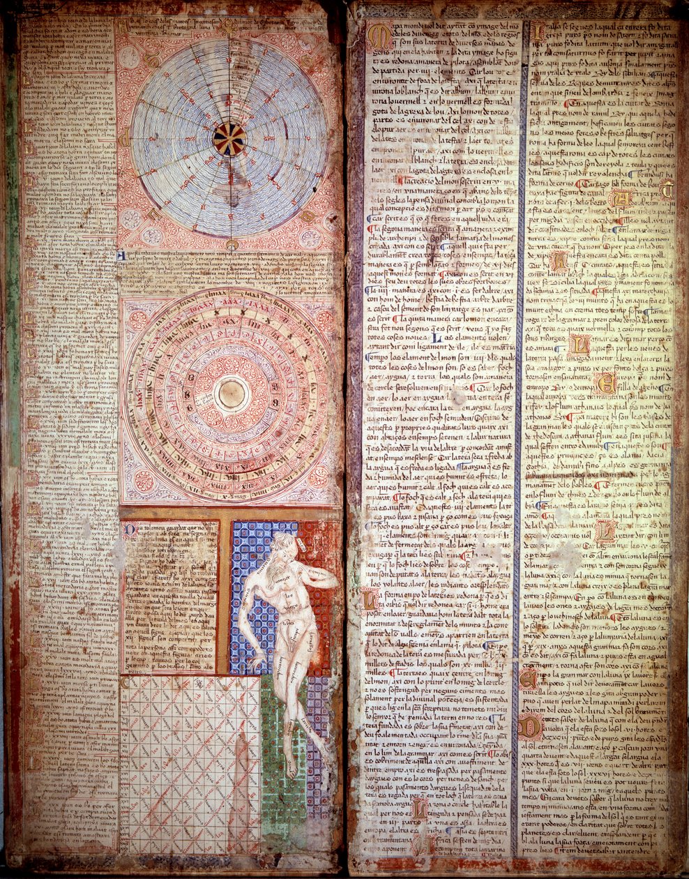 Astrolojik ve astronomik diyagram. Abraham Cresques (1325-1387) tarafından Katalan Atlası