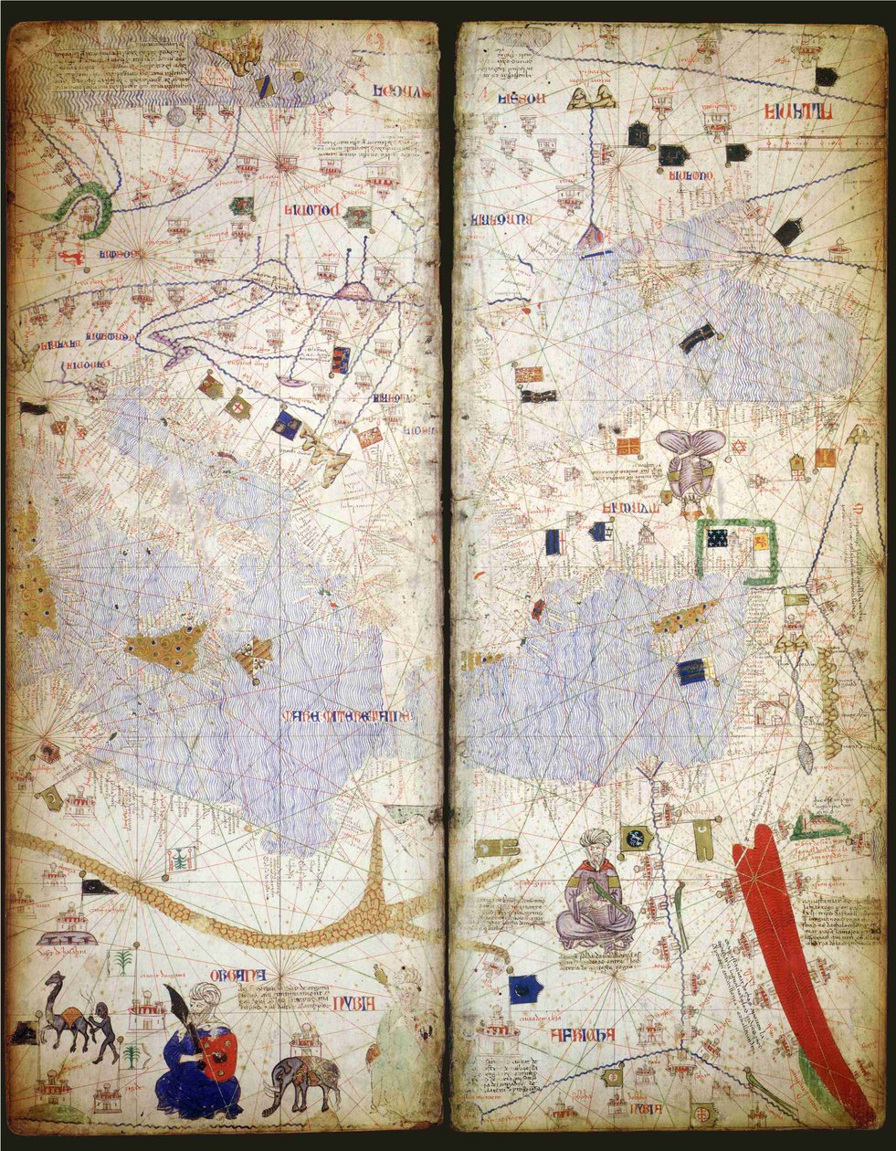 Katalan Atlası, Sayfa 7 ve 8, 1375 by Abraham Cresques