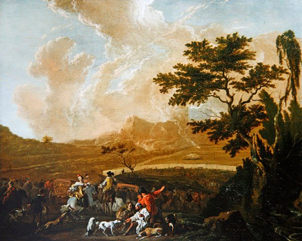 Bir Av Partisi (panelde yağlı boya) by Abraham Danielsz. Hondius