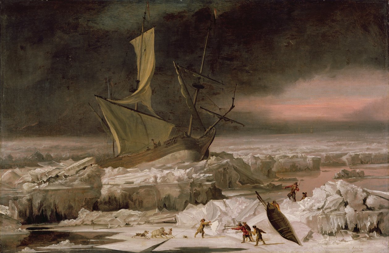 Kuzey Kutbu Macerası veya Grönland Açıklarında Tehlikedeki Bir Gemi, c.1677 by Abraham Danielsz. Hondius