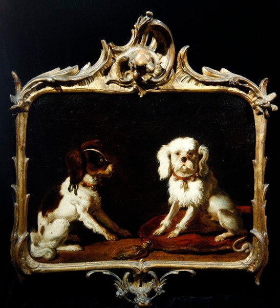 İki Evcil Köpek (tuval üzerine yağlı boya) by Abraham Danielsz. Hondius