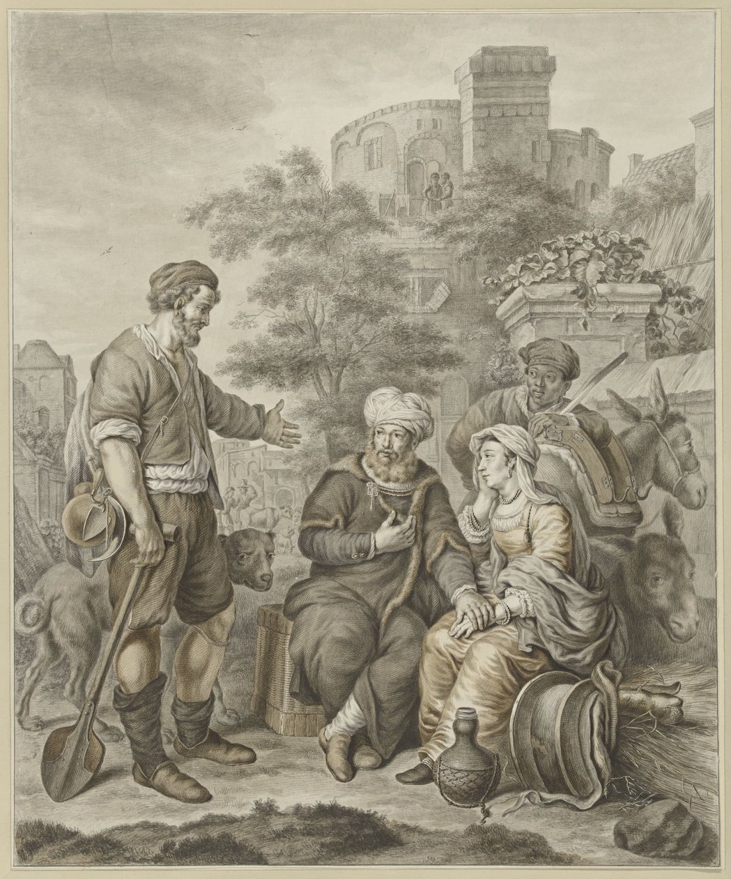 Gibea'da Levili ve cariyesi by Abraham Delfos