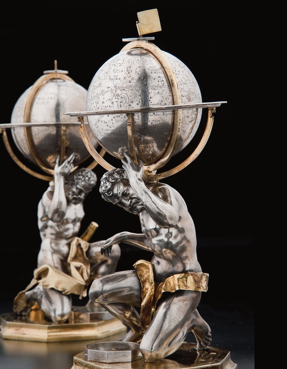 Herkül ve Atlas tarafından desteklenen iki olağanüstü karasal ve göksel küre, Augsburg, 1697-99 by Abraham Drentwett