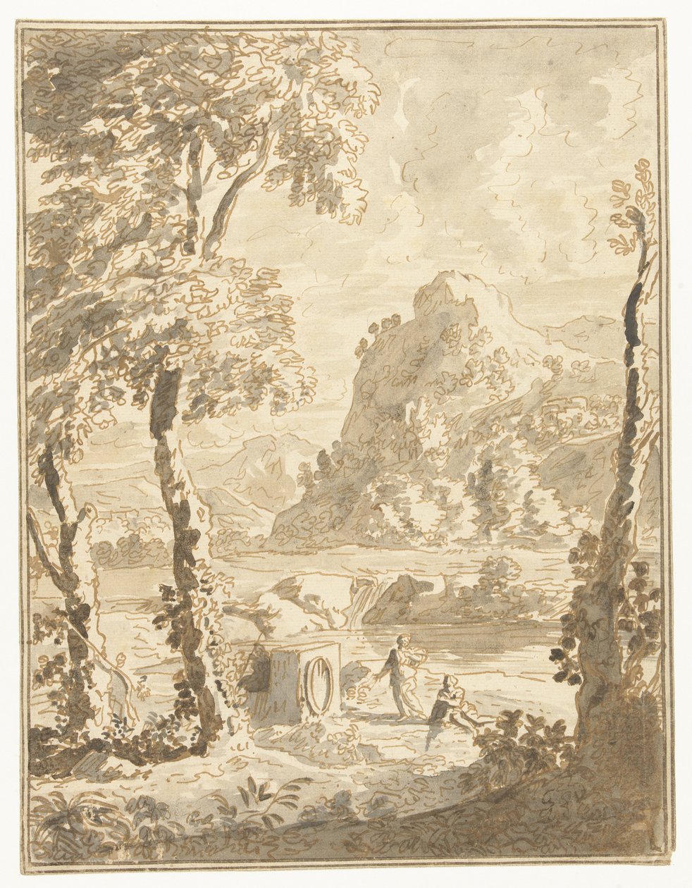 Küçük figürler ile Arcadian manzara by Abraham Genoels (II)