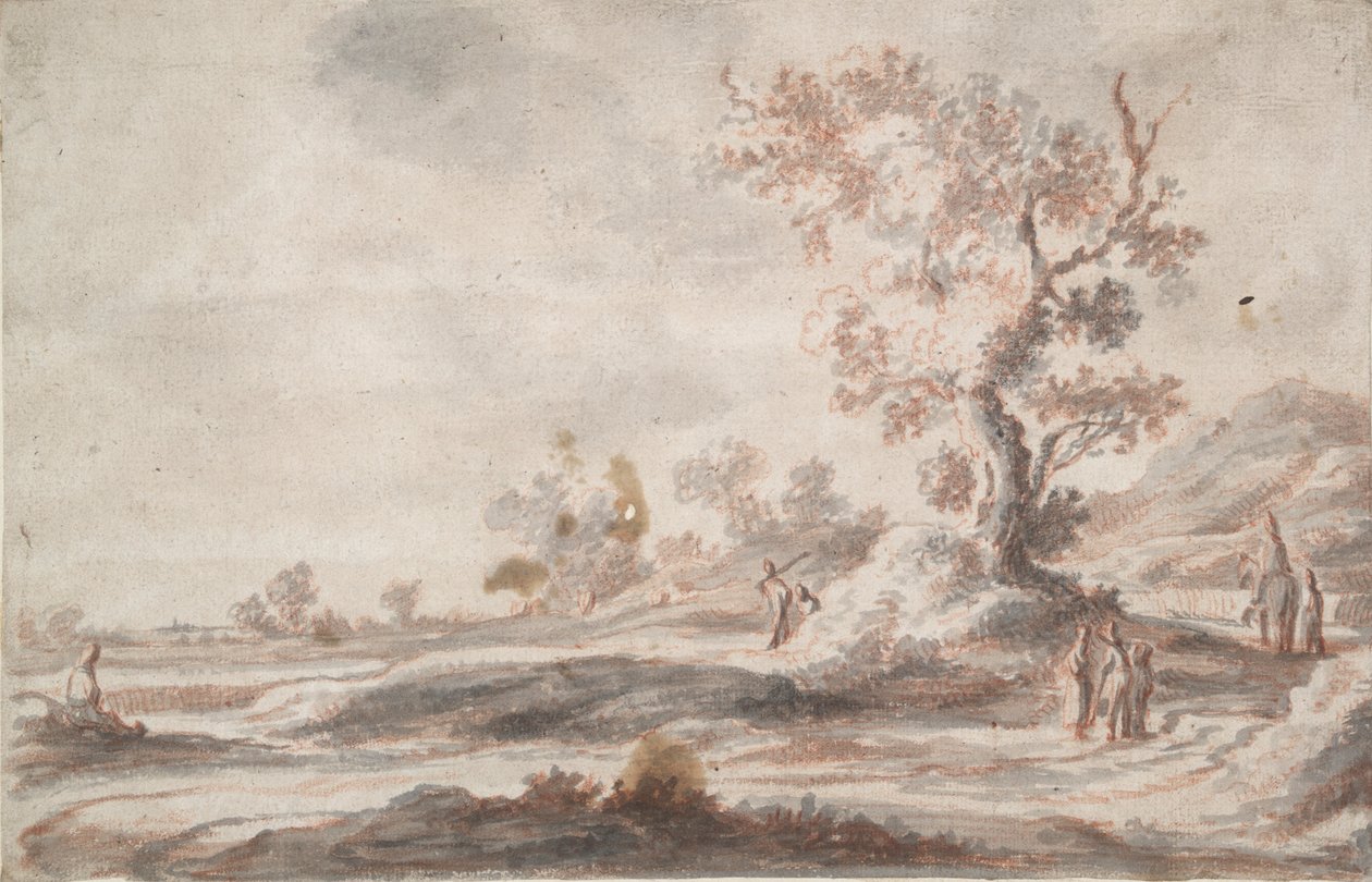 Yaşlı Ağaç ve Figürlerle Manzara by Abraham Genoels