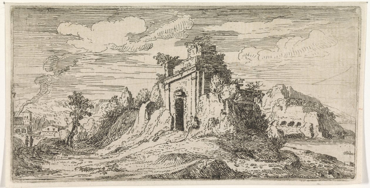 Bir kapının kalıntıları ile manzara by Abraham Genoels
