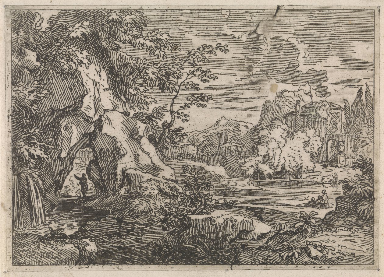 Bir kayadan geçen yol Arcadian manzaraları (dizi başlığı) by Abraham Genoels
