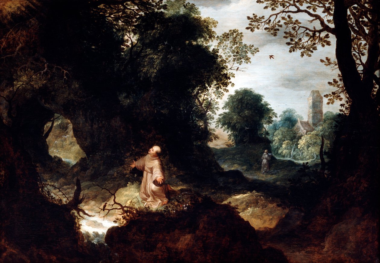 Saint Francis ile Kayalık Manzara, 17. yüzyılın başlarında by Abraham Govaerts