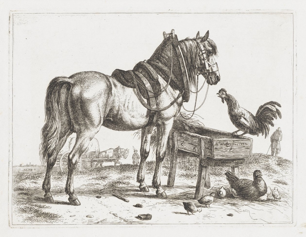 Bir besleyicideki at by Abraham Hendrik Winter