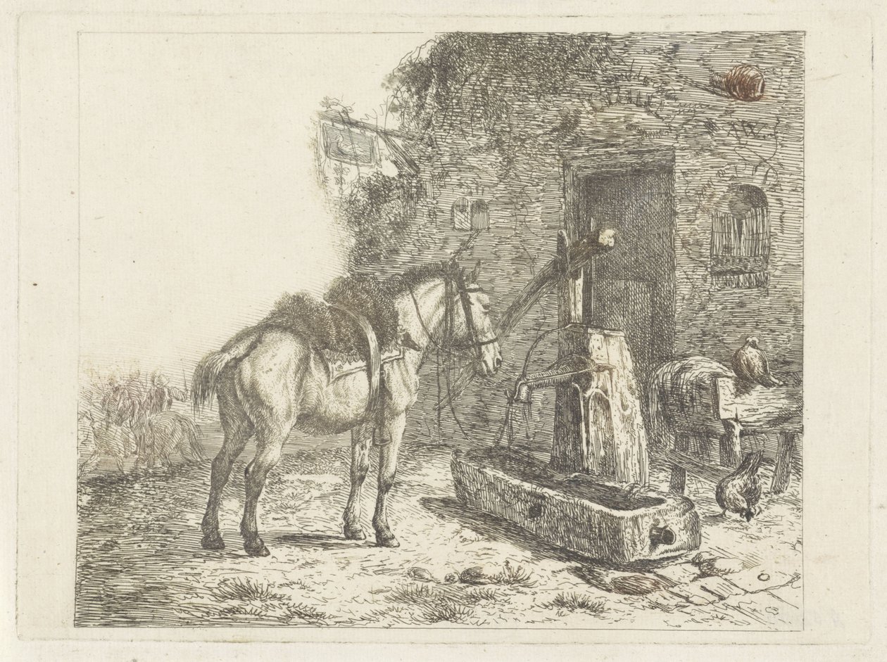 Bir hanın önünde at by Abraham Hendrik Winter