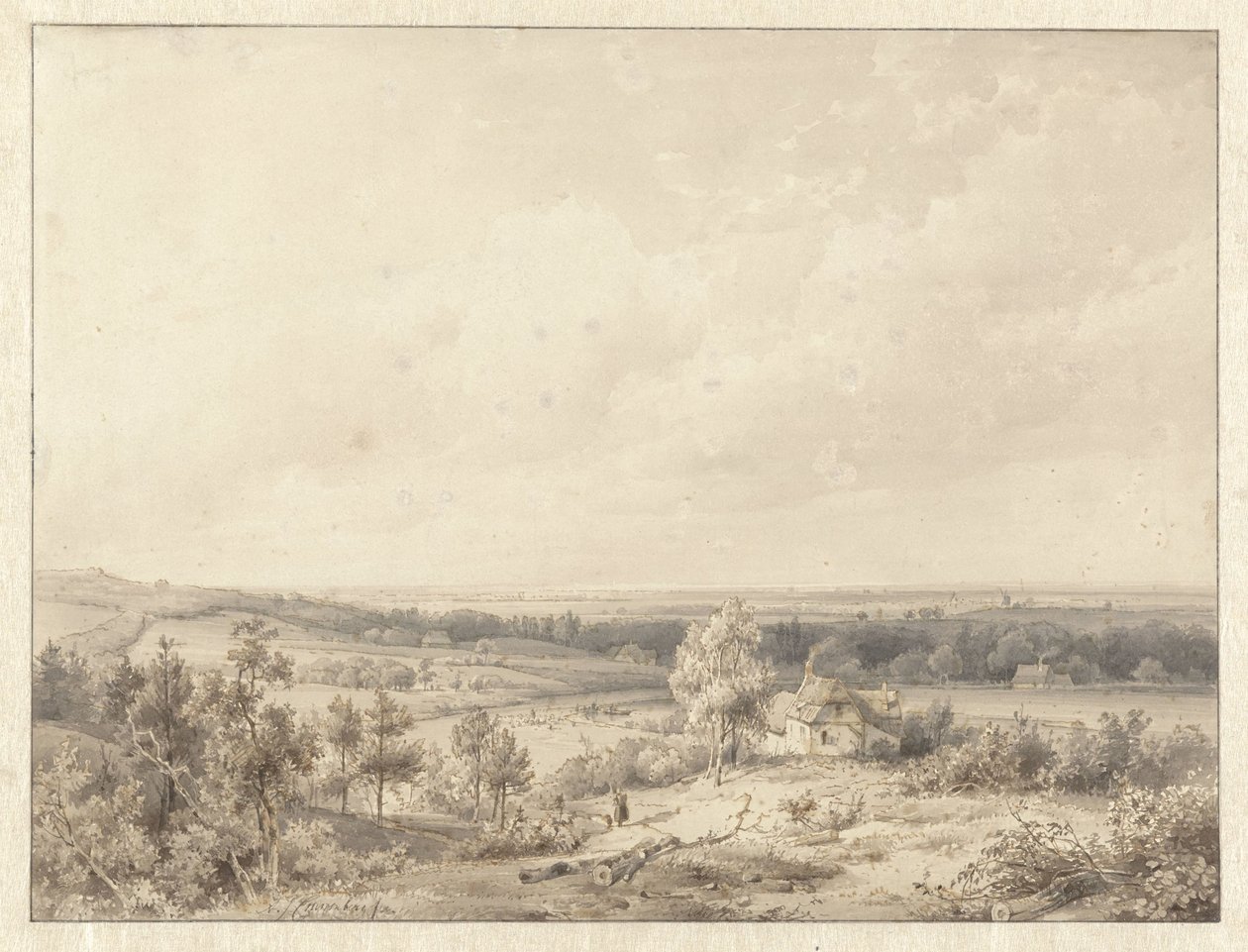Schoorl'deki kumuldan Alkmaar'a doğru bakış by Abraham Johannes Couwenberg