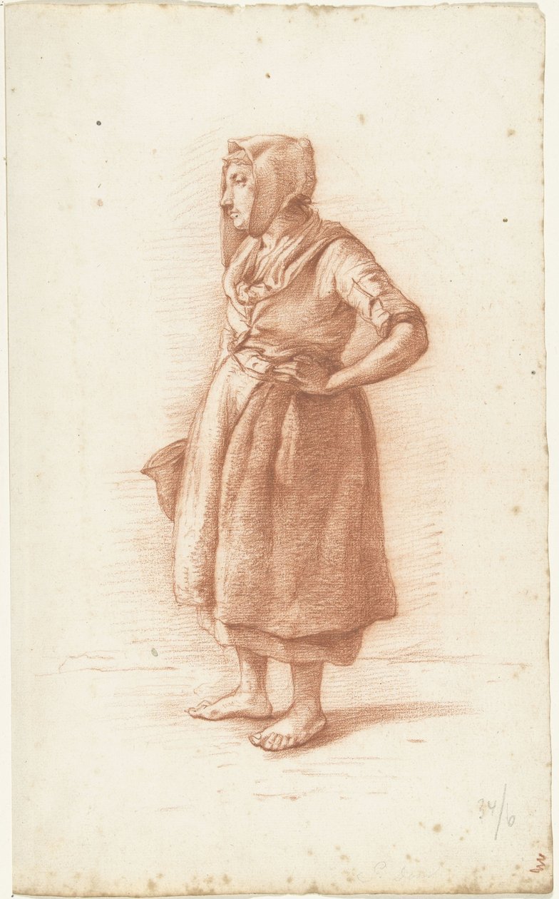Ayakta duran kadın solda, eli yanında by Abraham Johannes Ruytenschildt