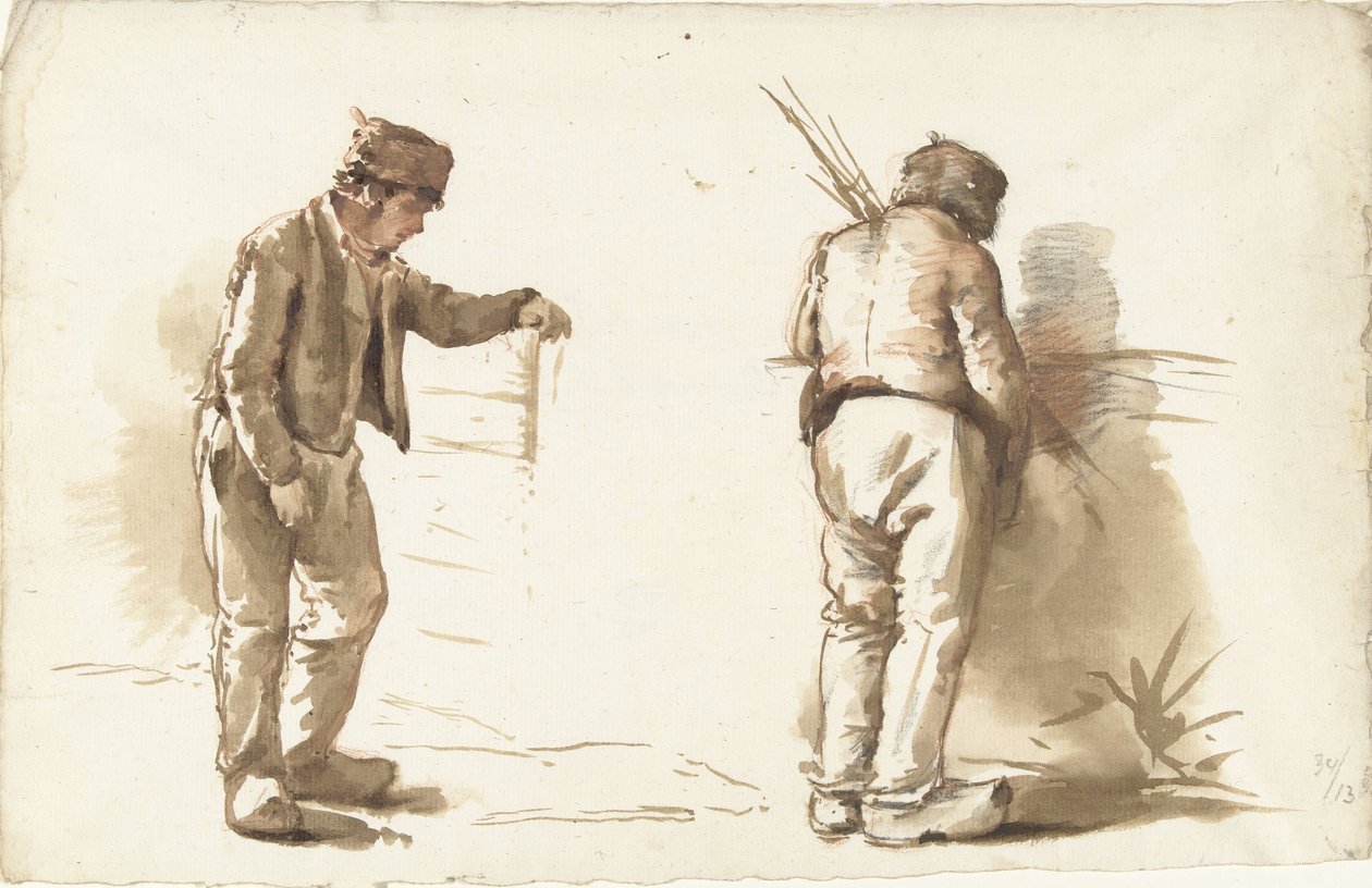 Ayakta duran bir adamın iki çalışması by Abraham Johannes Ruytenschildt
