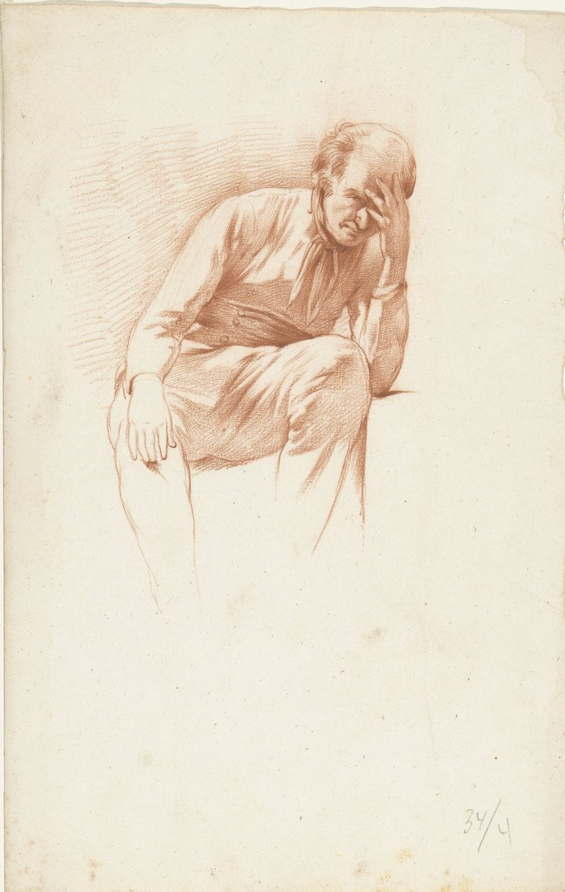 Oturan yaşlı adam, el yüzüne by Abraham Johannes Ruytenschildt