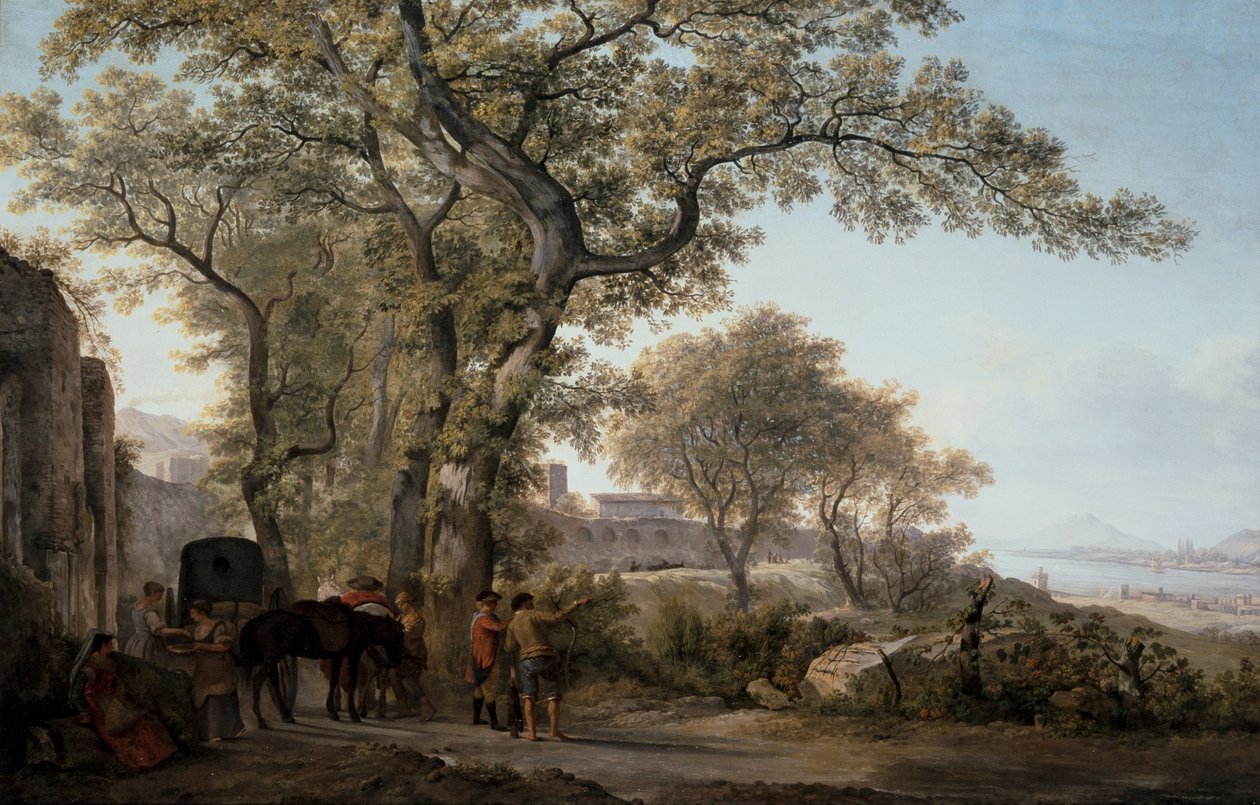 Çift: Gaeta Körfezi ve Circe Felsen Manzaralı Via Appia by Abraham Louis Rudolph Ducros