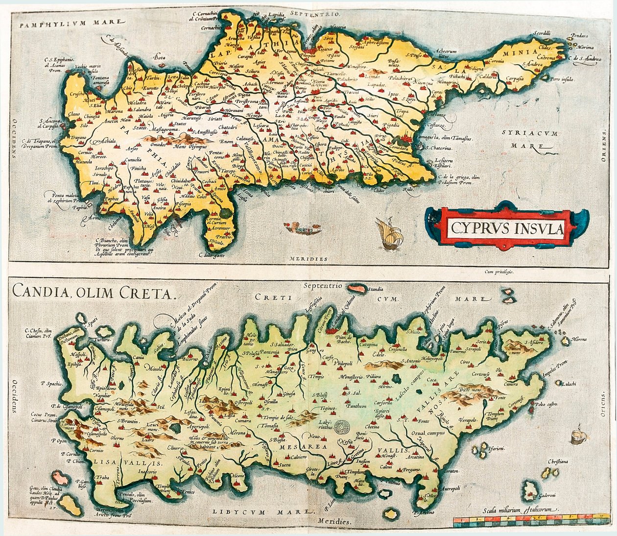 Kıbrıs Insula - Candia, olim Creta Abraham Ortelius (Oertel, Ortell veya Ortel) tarafından “Theatrum Orbis Terrarum”dan Yunanistan