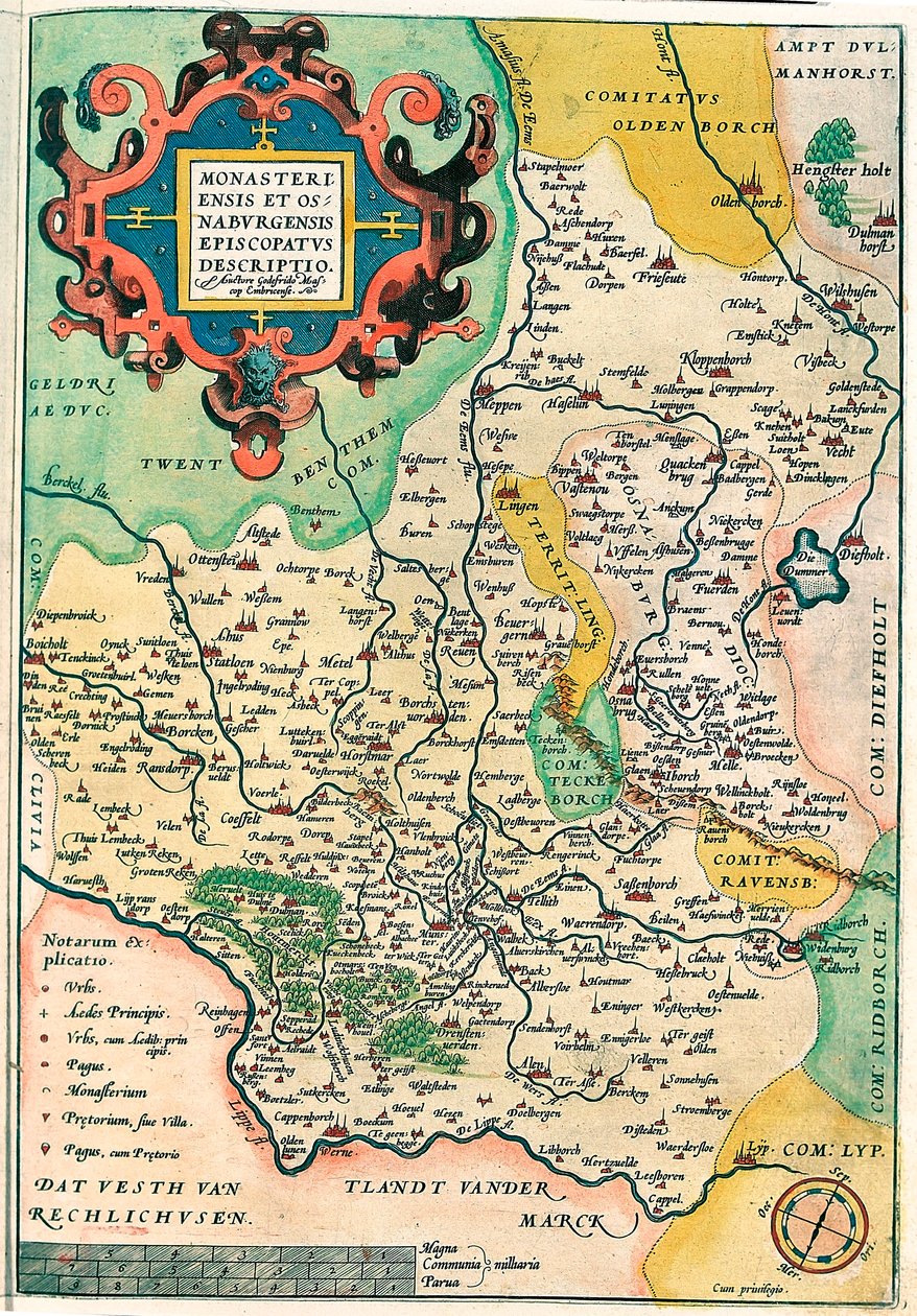 Doğu Francia: Monasteriensis ve Osnaburgensis piskoposluğu Açıklama Abraham Ortelius