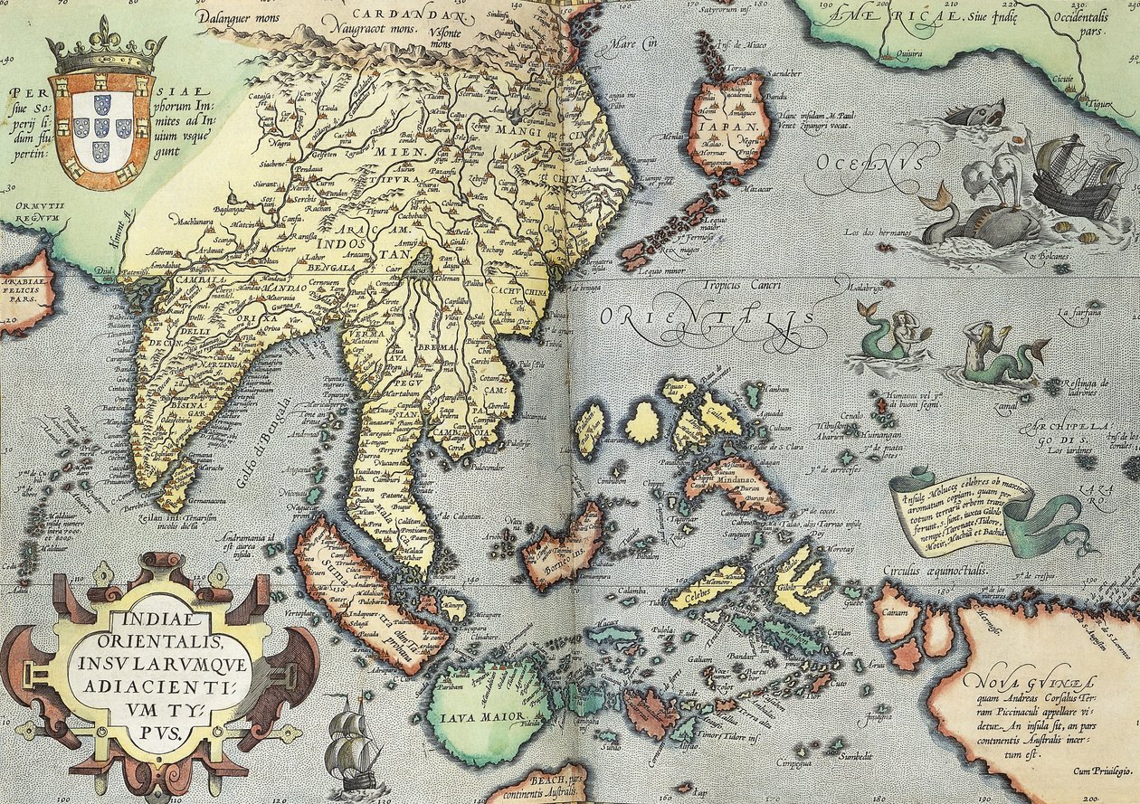 Hindistan, 1592 by Abraham Ortelius