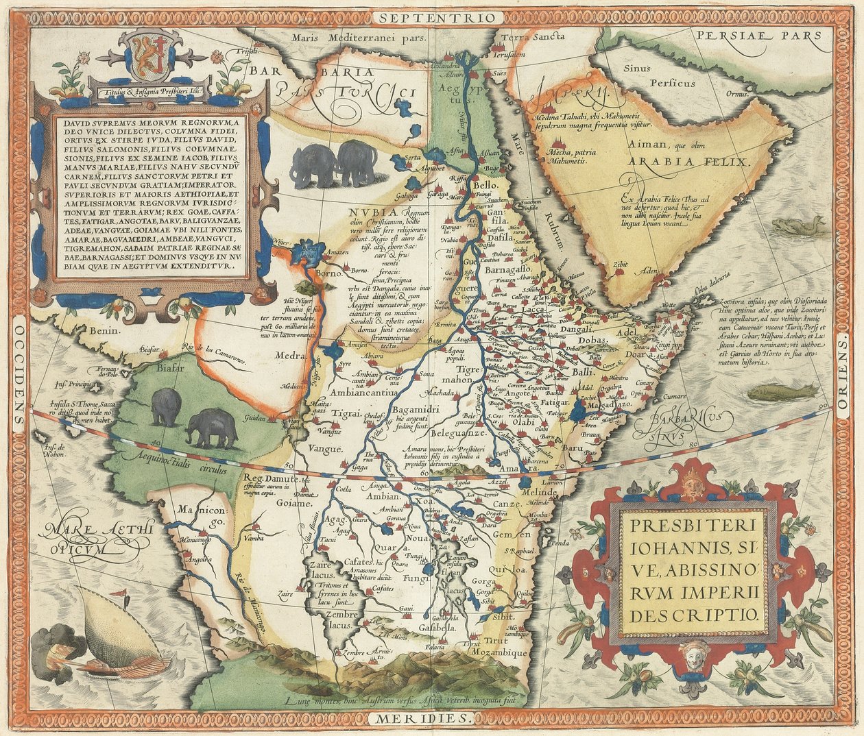 Afrika ve Arap Yarımadası Haritası, by Abraham Ortelius