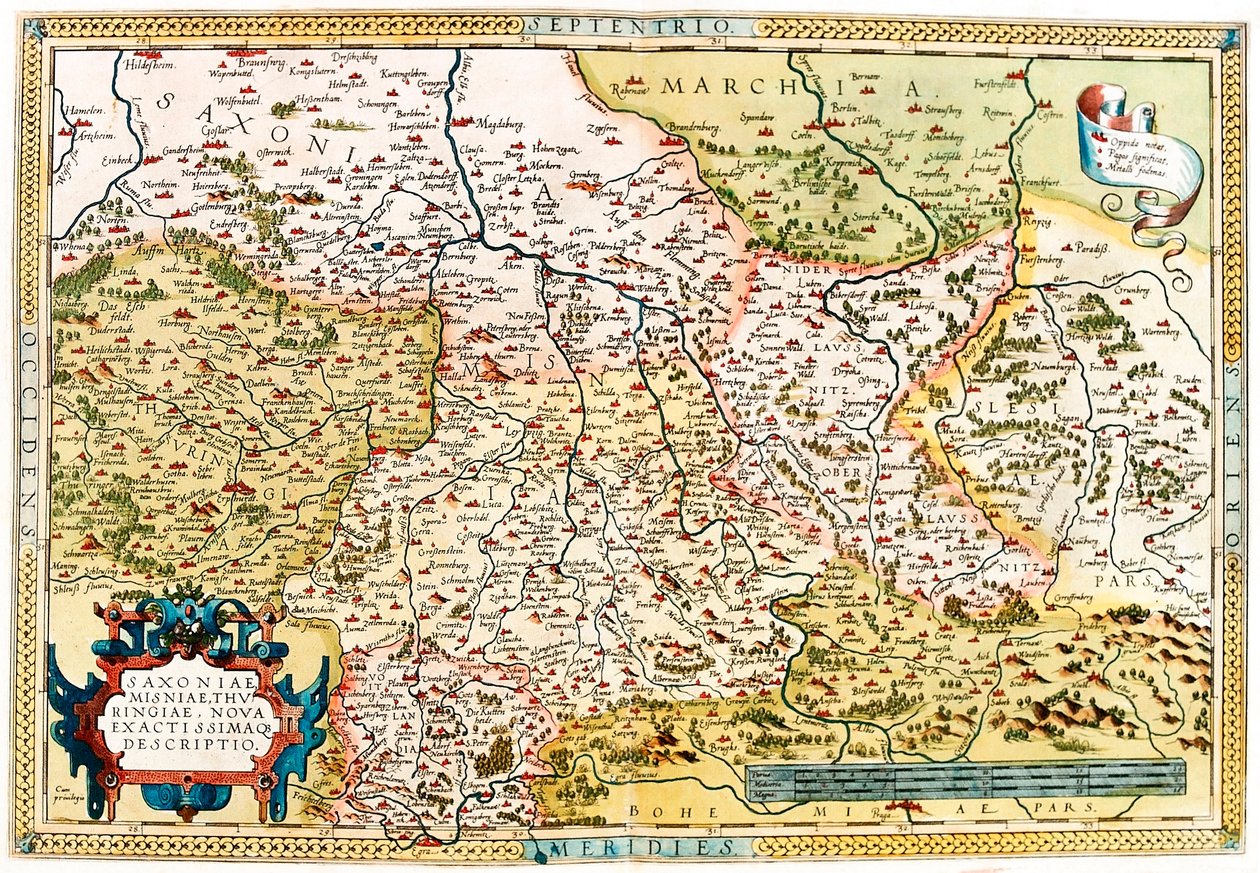 Abraham Ortelius (Oertel, Ortell veya Ortel) tarafından "Theatrum Orbis Terrarum" dan Almanya