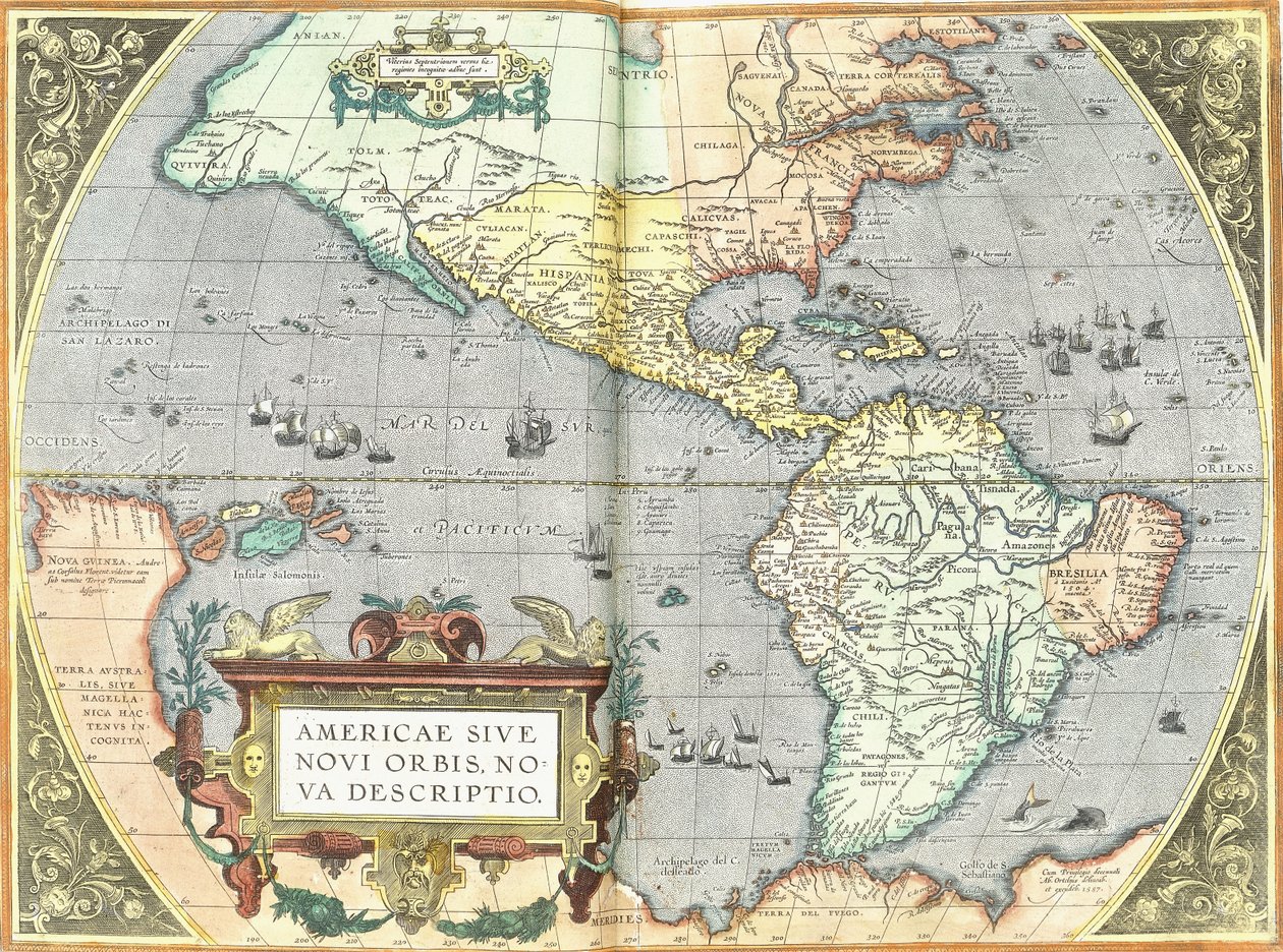 Amerika, 1592 by Abraham Ortelius